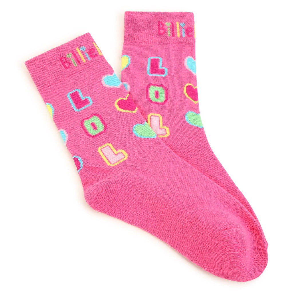 AW23 Billieblush Pink Multicoloured 'LOL' Heart Socks