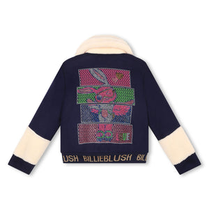 AW23 Billieblush Navy Blue 'Love' Animal Logo Jacket / Coat