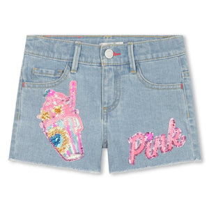 SS24 Billieblush Pink & White 'Ice Cold' Milkshake Denim Jacket & Short 3 Piece Set