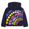 Billieblush Navy Blue Multicoloured Hearts 'Bla Bla Bla' Logo Hooded Tracksuit