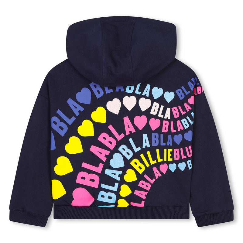 Billieblush Navy Blue Multicoloured Hearts 'Bla Bla Bla' Logo Hooded Tracksuit