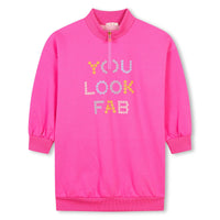 Billieblush Pink Multicoloured 'You Look Fab' Quarter Zip Dress
