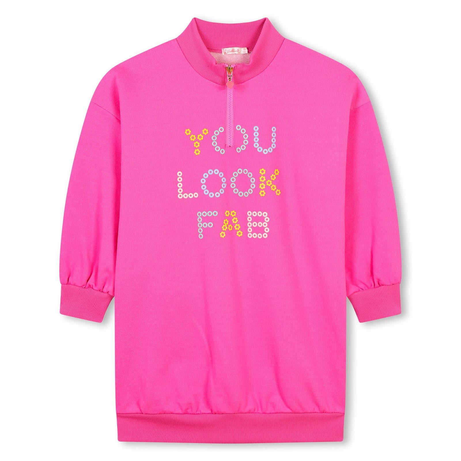 Billieblush Pink Multicoloured 'You Look Fab' Quarter Zip Dress