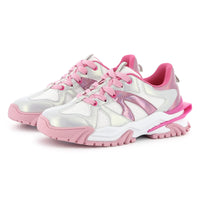 SS25 Billieblush Pink White & Silver Holographic Logo Trainers