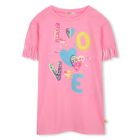 SS25 Billieblush Pink 'Love' Hearts Sequin Fringe Dress