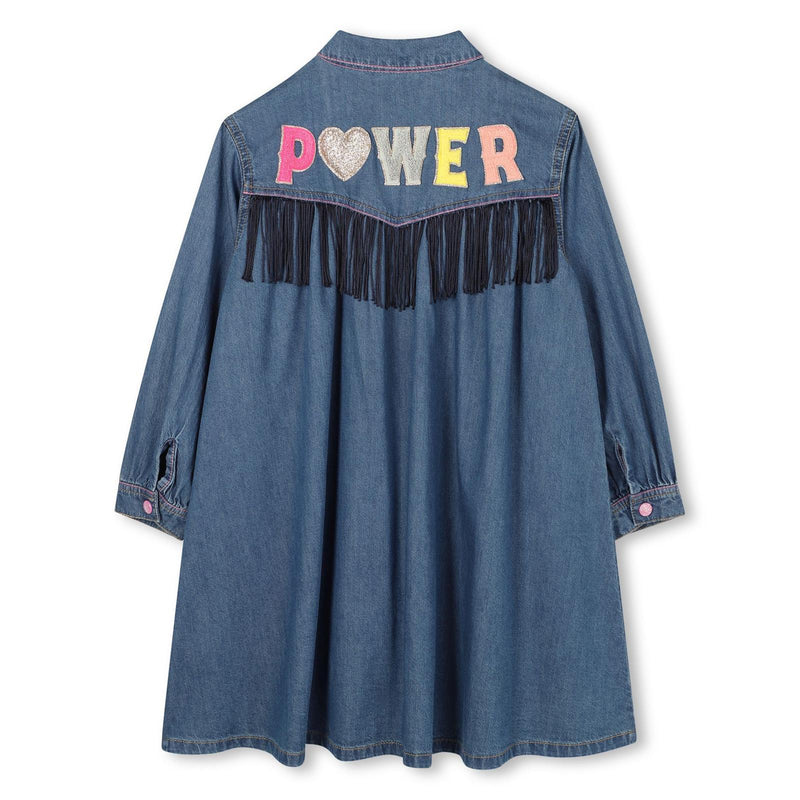 AW25 Billieblush Blue Denim 'Power' Fringe Dress