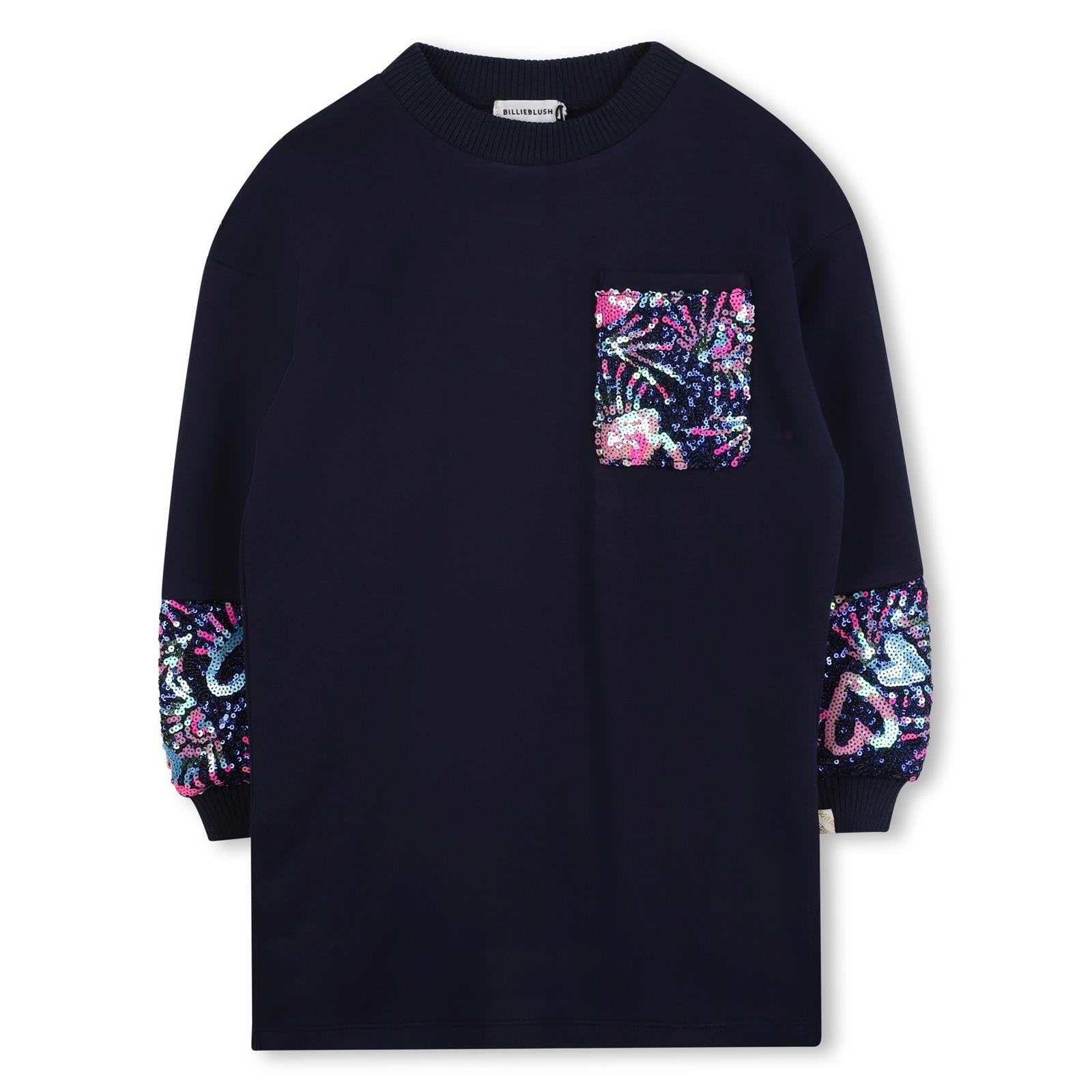 AW25 Billieblush Navy Blue Sequin Pocket Dress