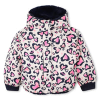 PREORDER AW25 Billieblush Pink & Navy Leopard Print Faux Fur Reversible Coat
