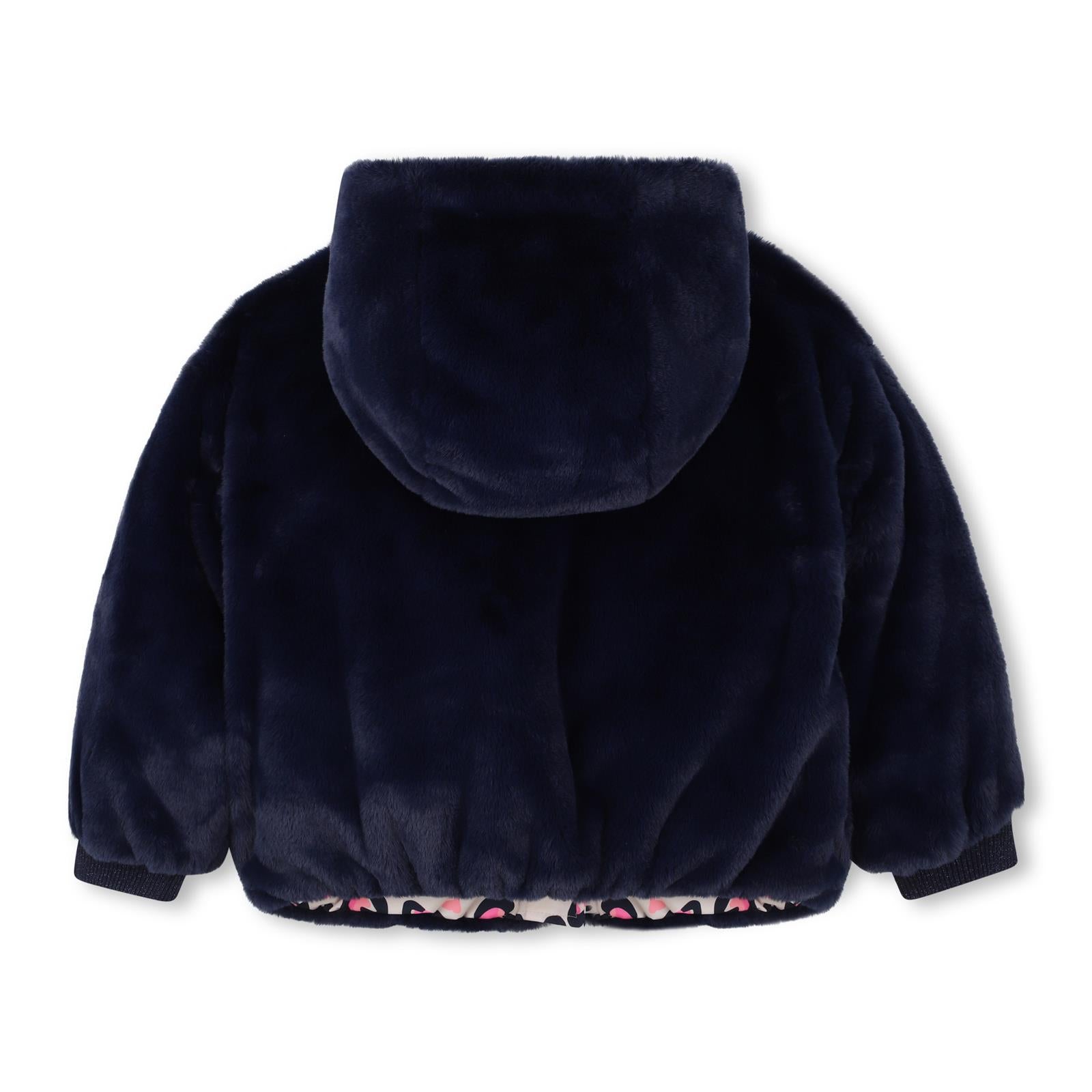 PREORDER AW25 Billieblush Pink & Navy Leopard Print Faux Fur Reversible Coat