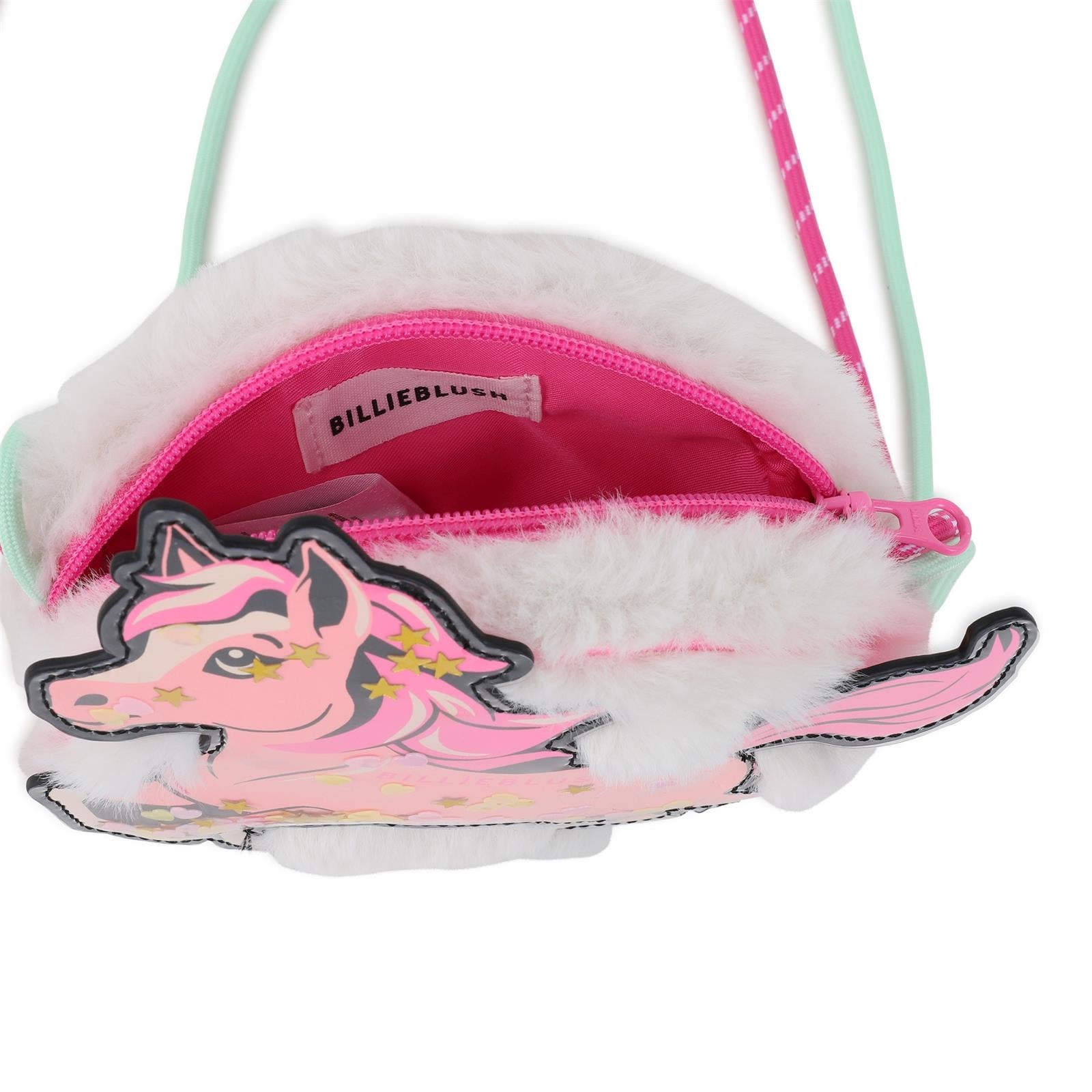 PREORDER AW25 Billieblush Pink & White Faux Fur Horse Bag