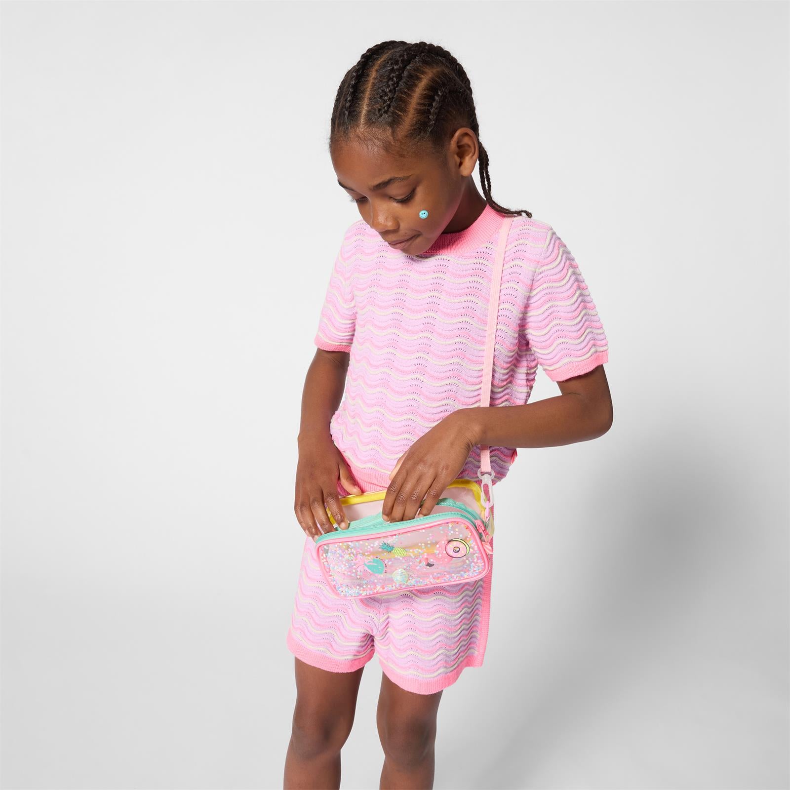 SS26 Billieblush Pink & Yellow Knit Shorts Set