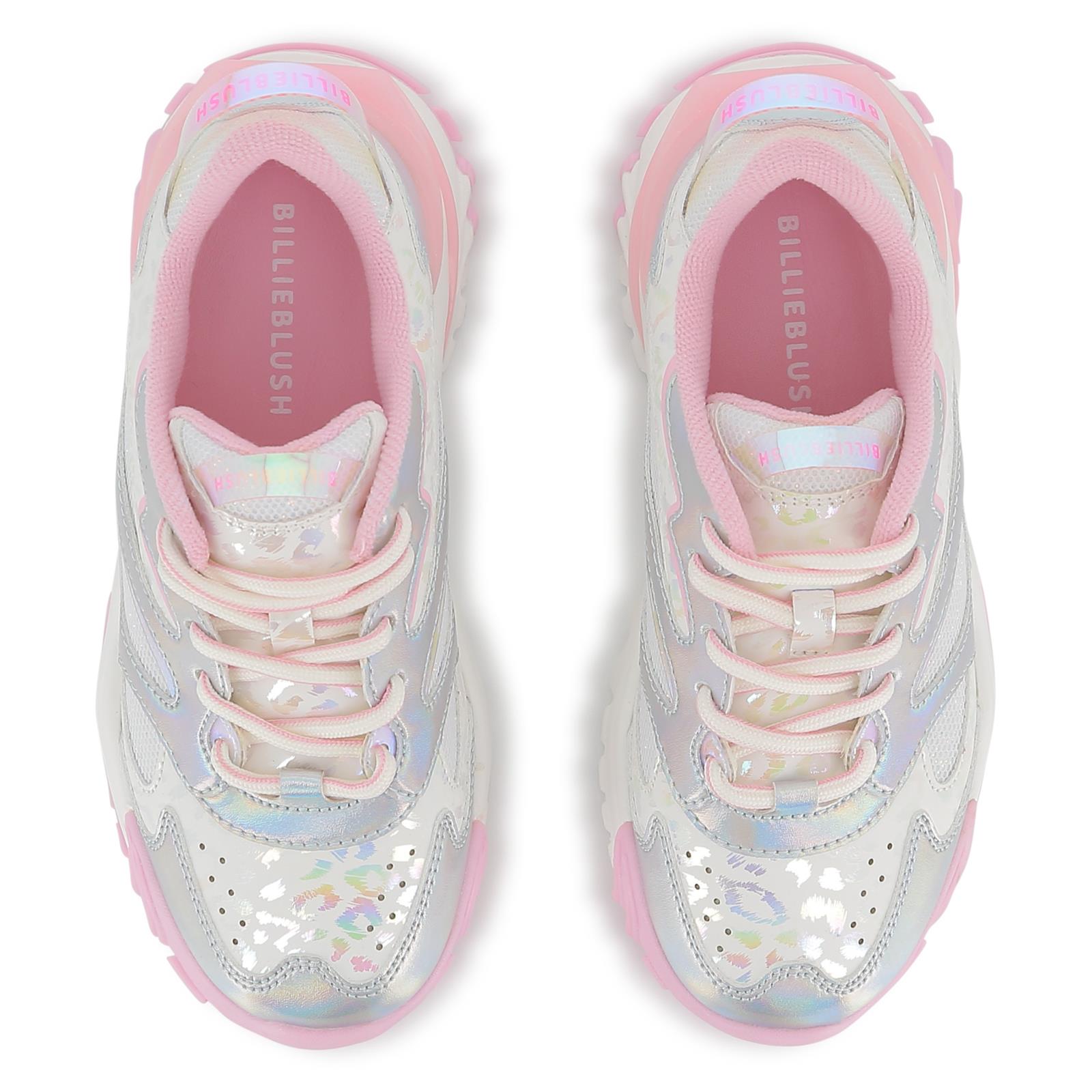 SS26 Billieblush Pink & Silver Leopard Print Trainers