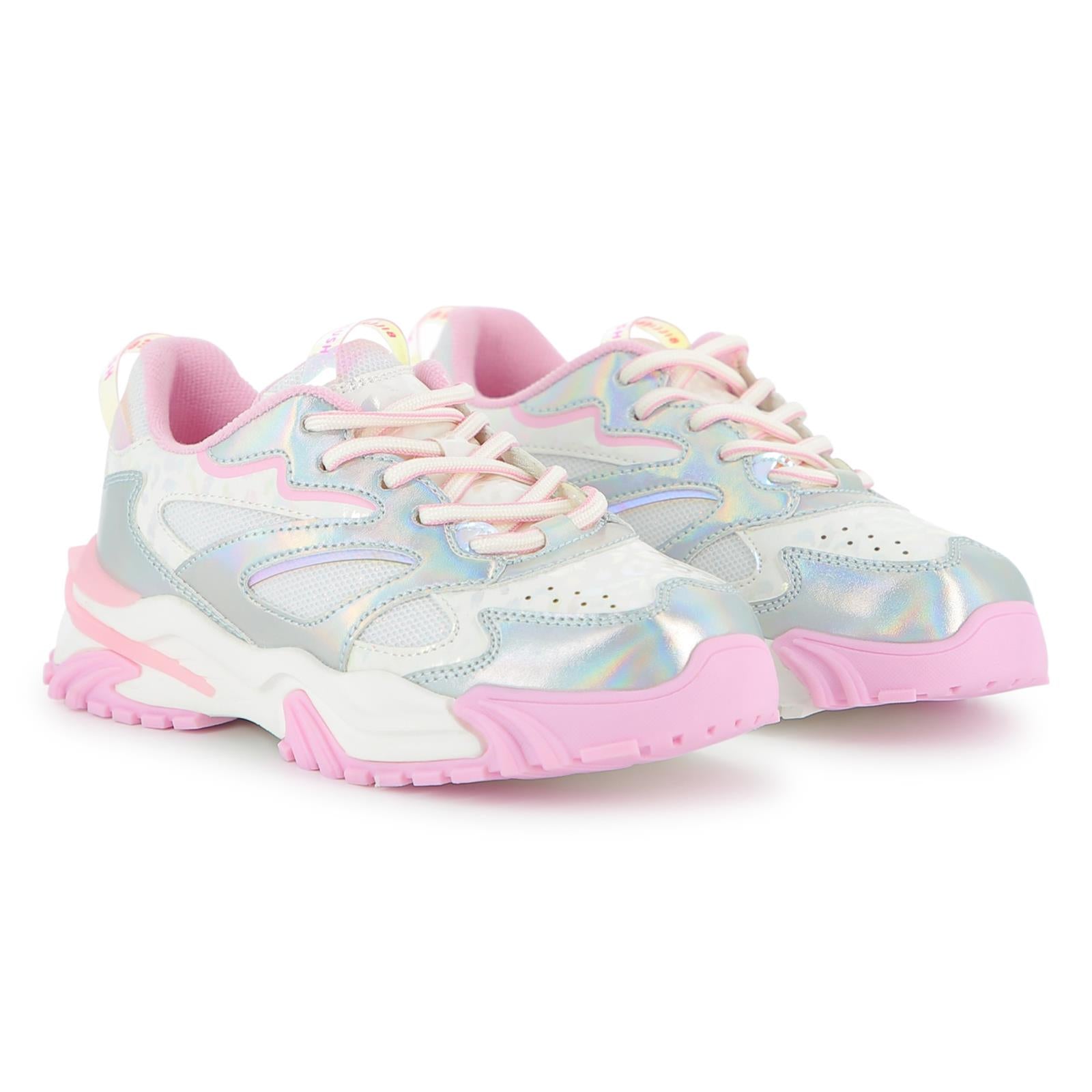 SS26 Billieblush Pink & Silver Leopard Print Trainers