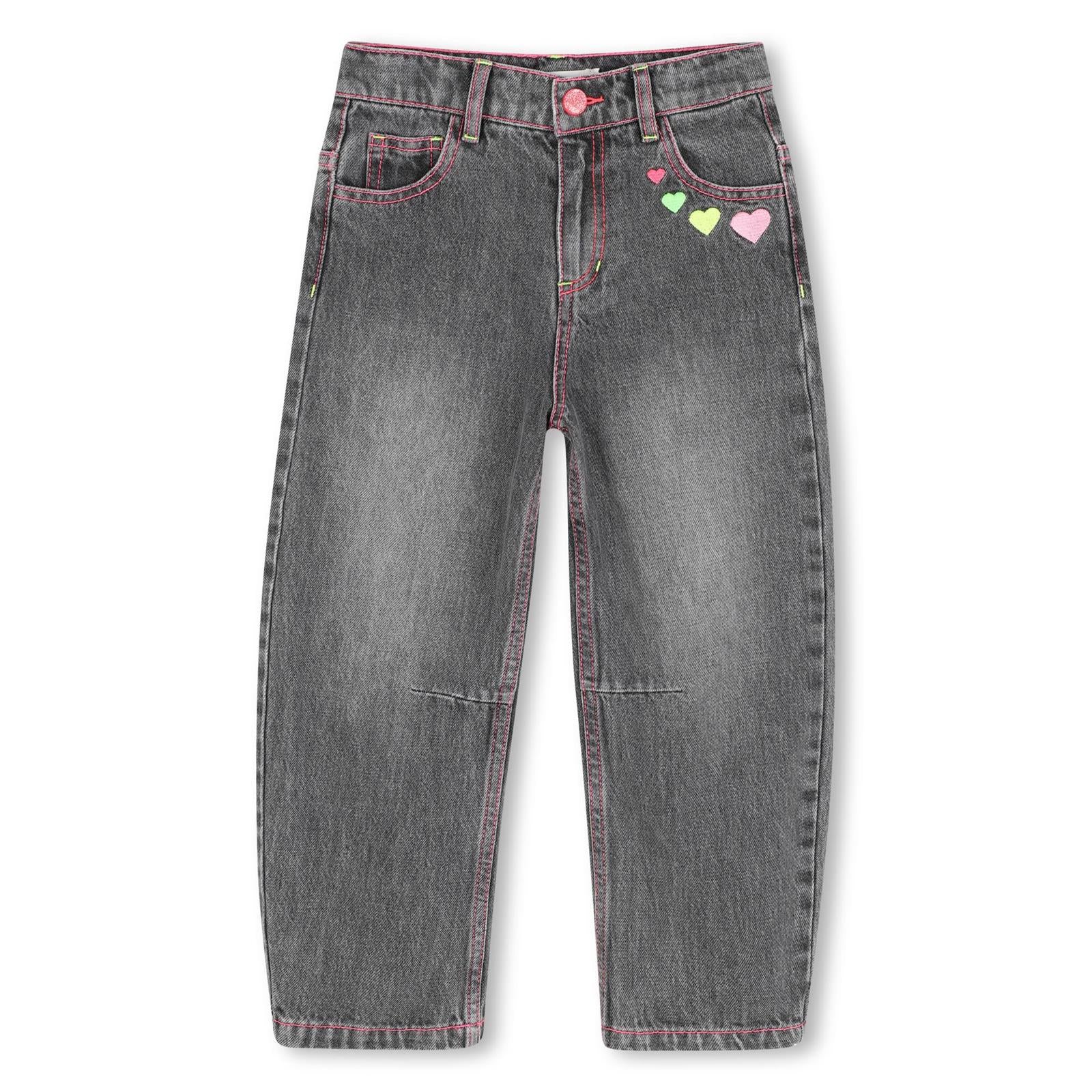 Billieblush Girls Grey Denim Heart Jeans