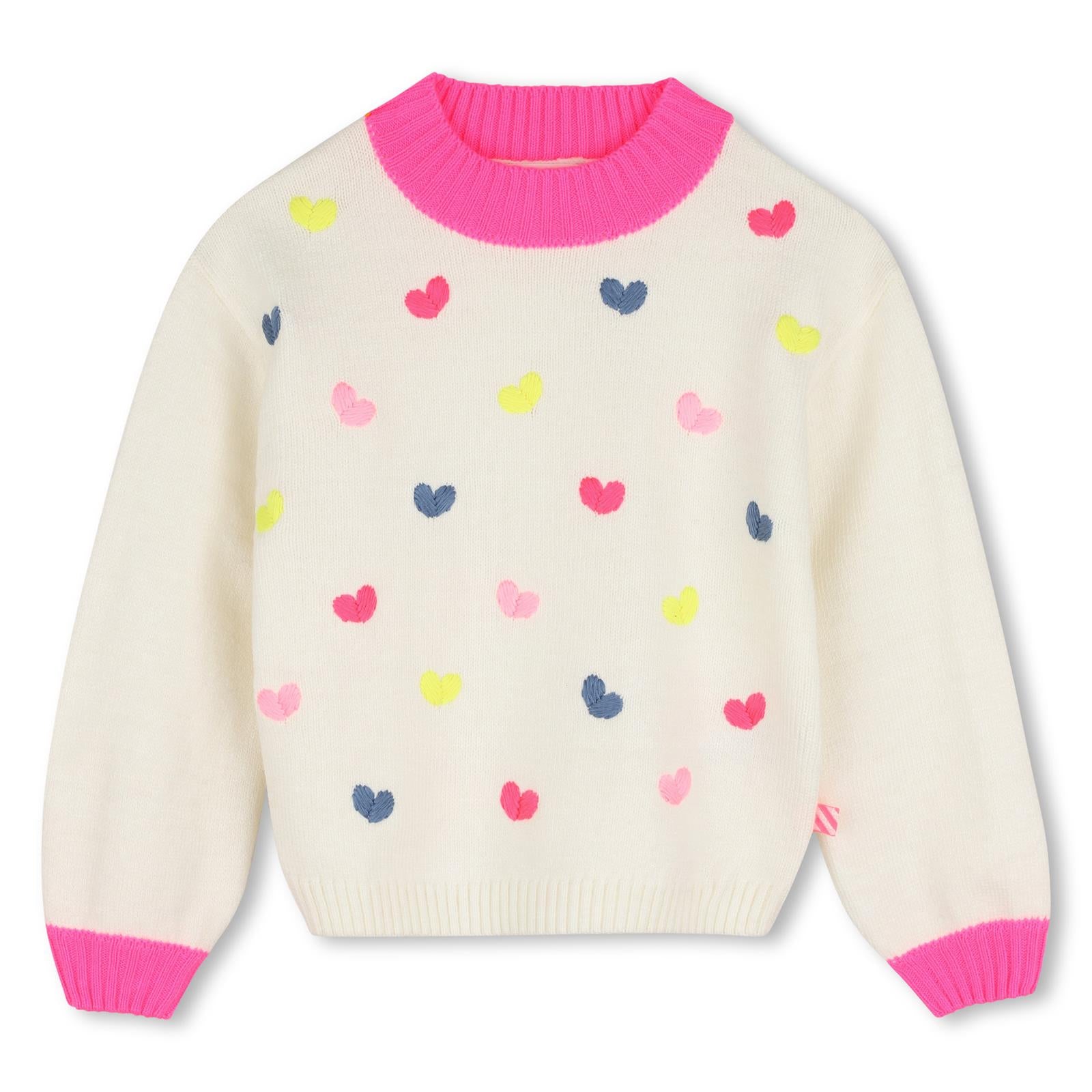 Billieblush Girls Cream Multicoloured Hearts Jumper