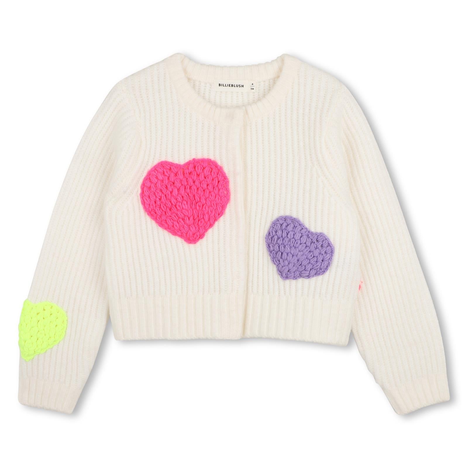 Billieblush Girls Cream Hearts Knitted Cardigan