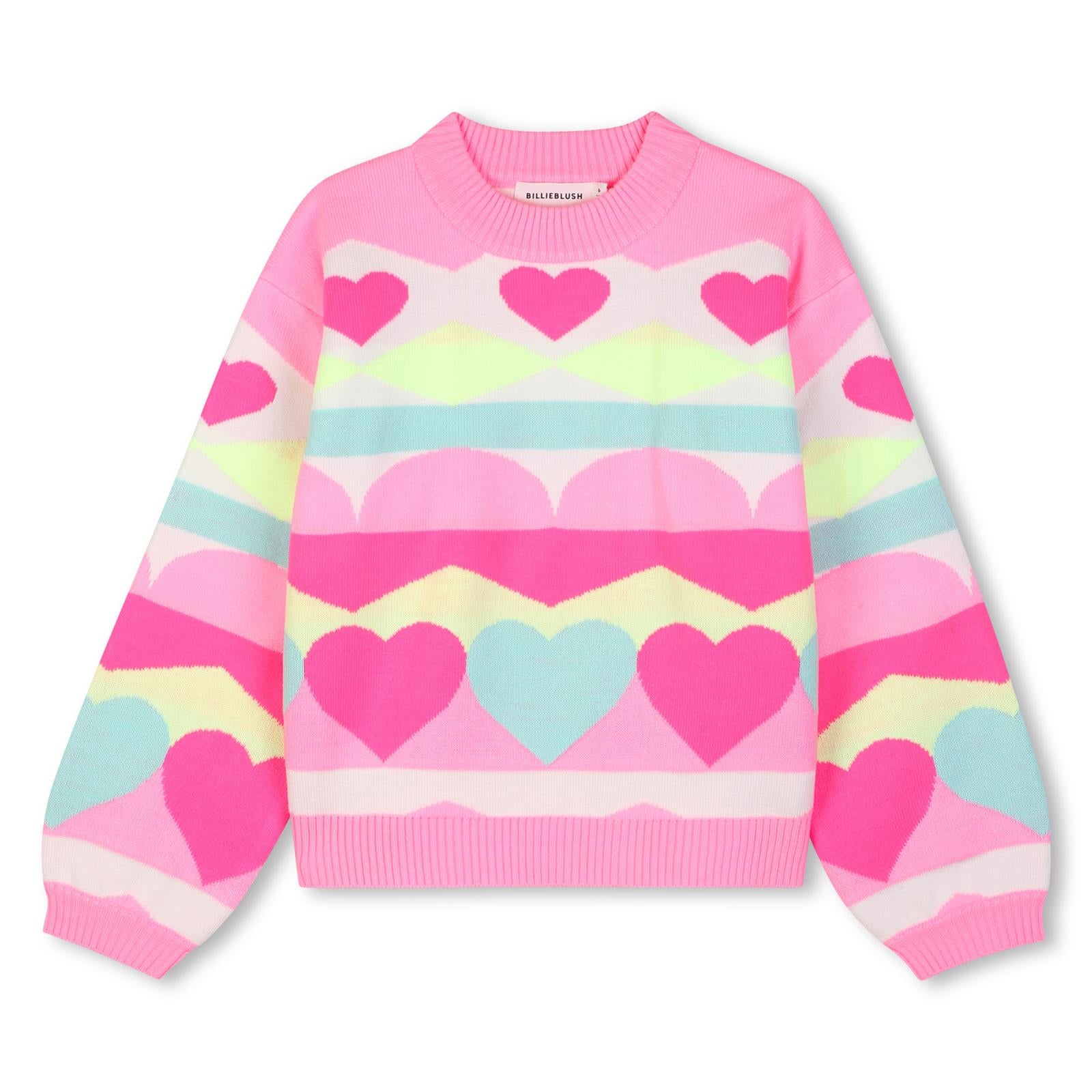 Billieblush Girls Pink Multicoloured Hearts Jumper