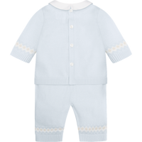 AW25 Emile Et Rose KIPLING Blue & White Knitted Teddy Bear Trousers Set With Hat