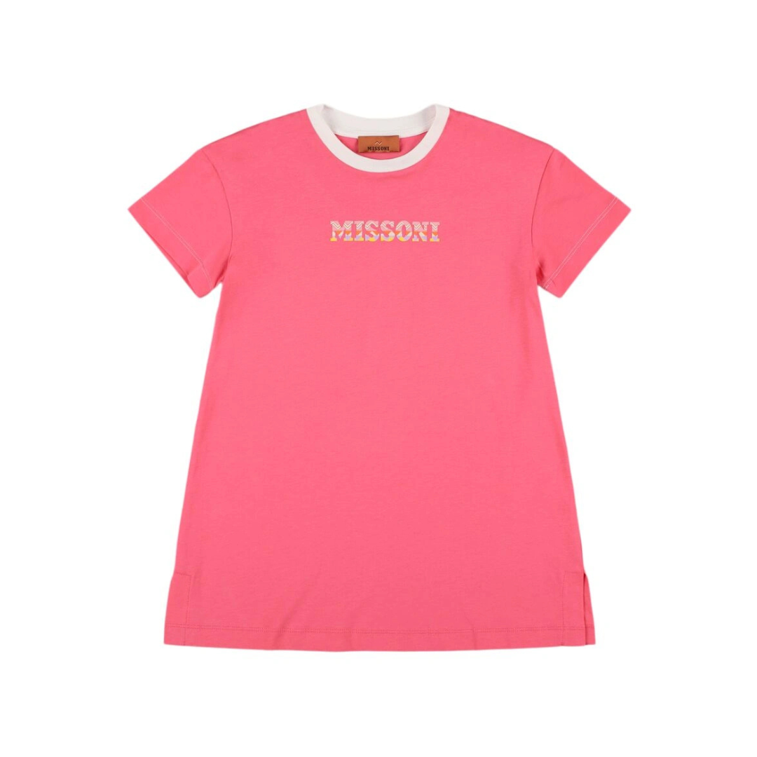 SS25 Missoni Fuchsia Pink Multicoloured Zig Zag Logo Dress
