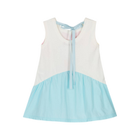 SS25 Agatha Ruiz De La Prada Junior White & Blue Multicoloured Logo Bow Dress