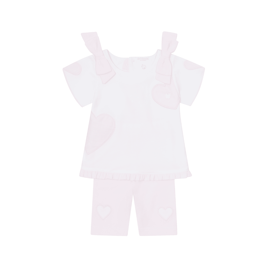 SS25 Deolinda Pink & White Bow Hearts Leggings Set