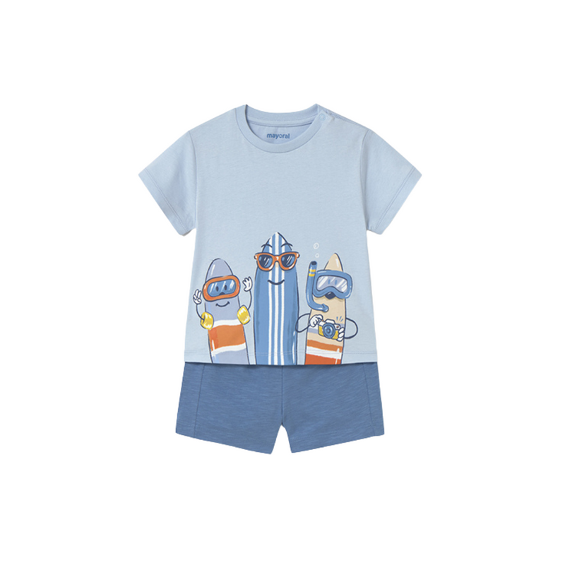 SS25 Mayoral Blue Surfboards Shorts Set