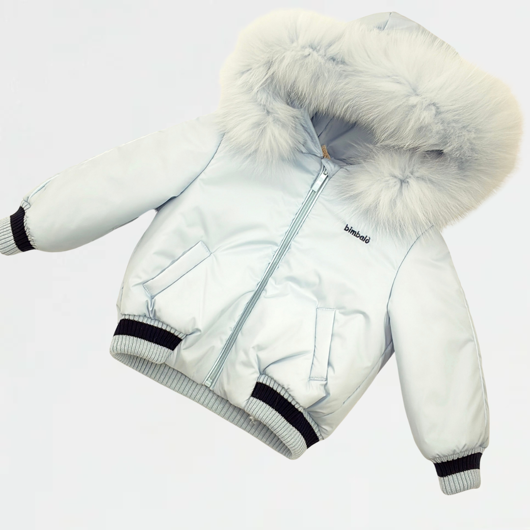 AW25 Bimbalo Blue Fur Logo Coat