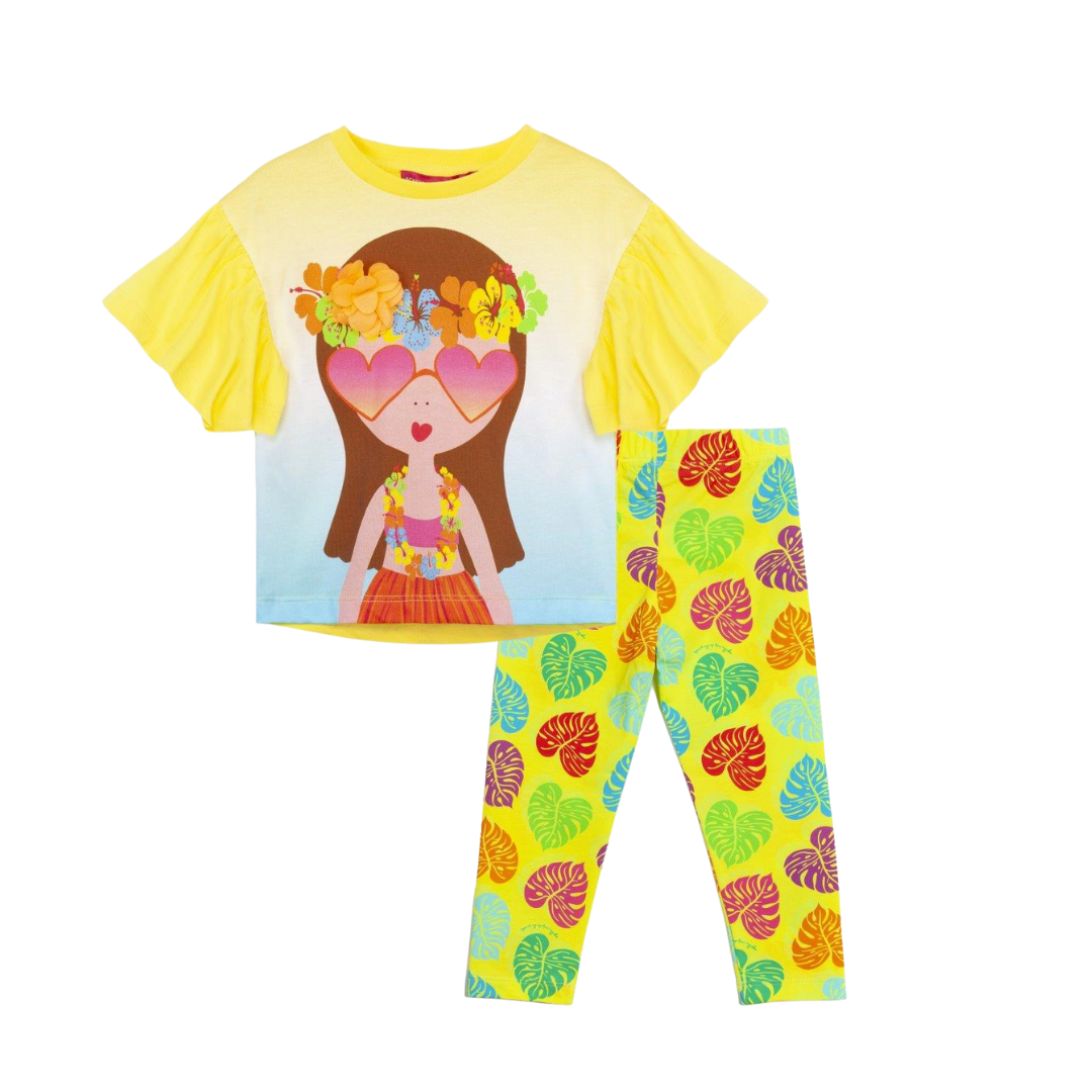 SS26 Agatha Ruiz De La Prada JNR Multicoloured Girl & Leaves Leggings Set
