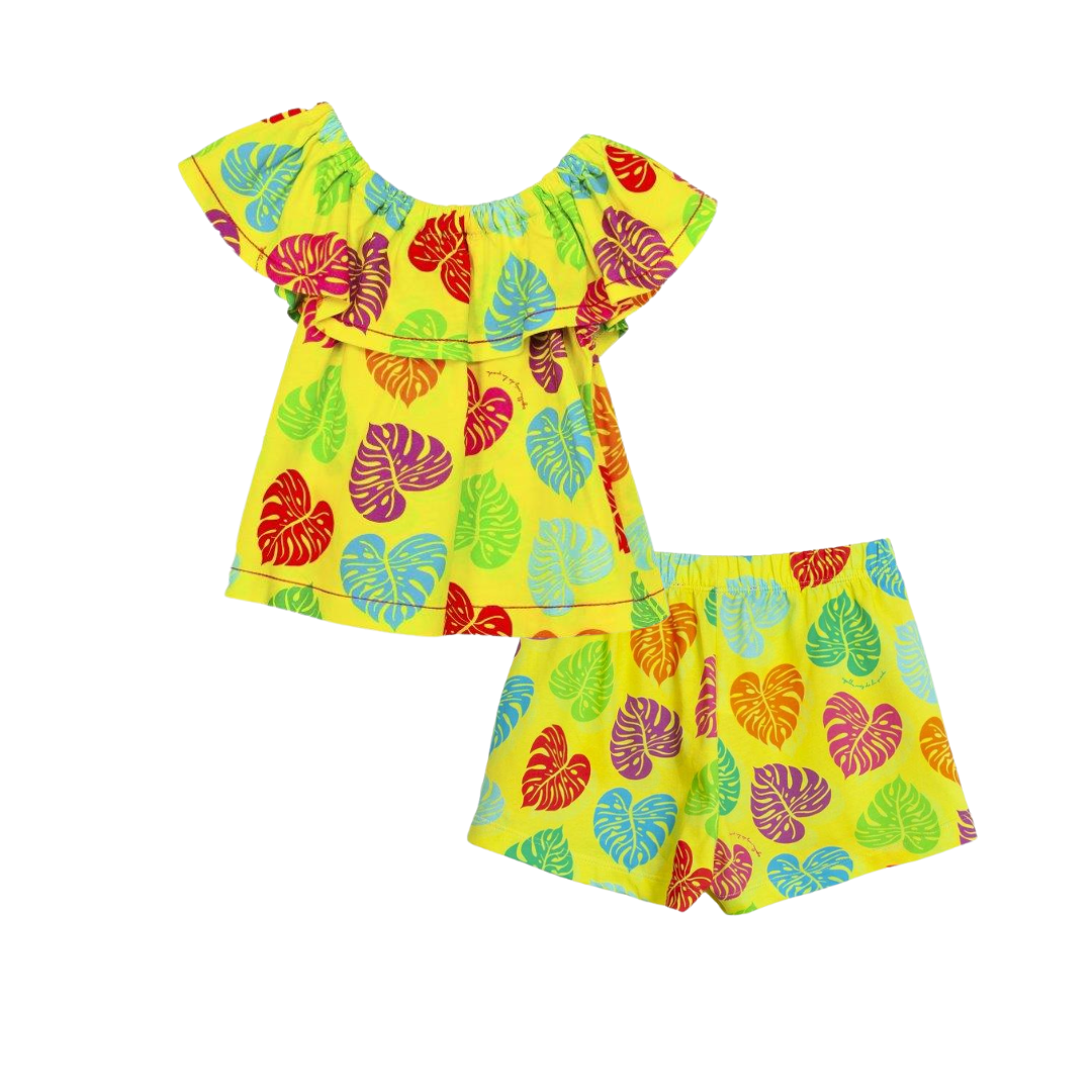 SS26 Agatha Ruiz De La Prada JNR Multicoloured Leaf Logo Shorts Set