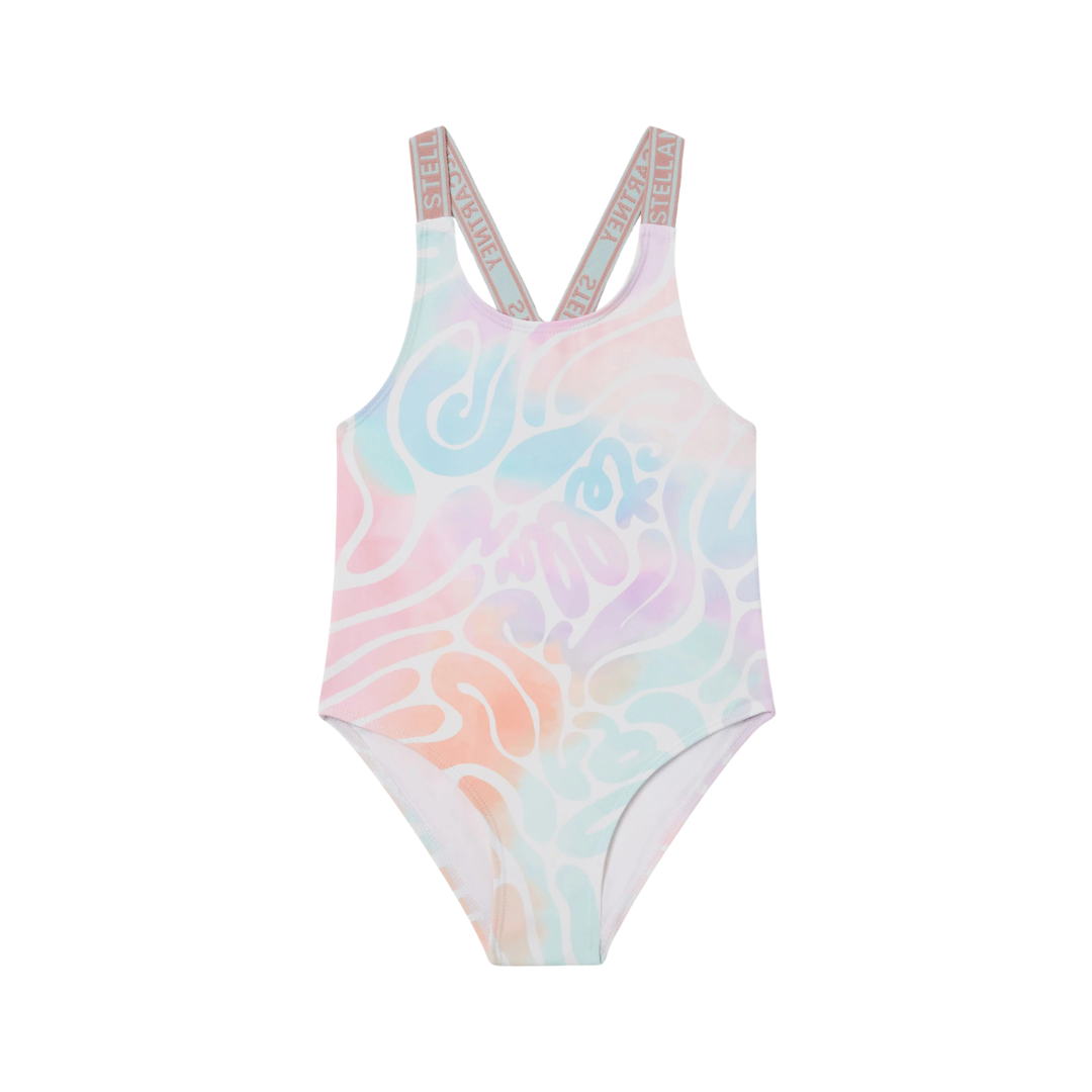 SS26 Stella McCartney Multicoloured Tie Dye Logo Swimsuit