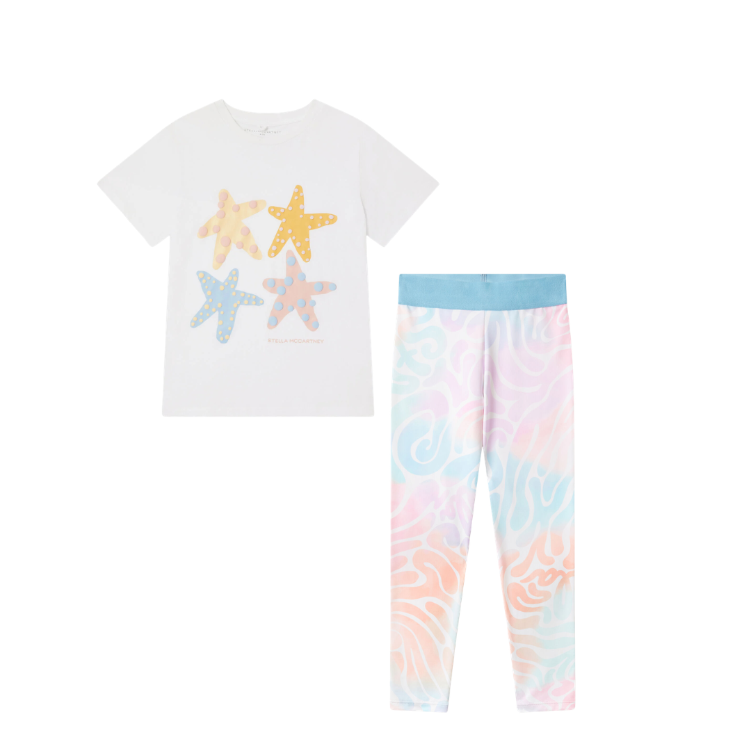 SS26 Stella McCartney Multicoloured Starfish Tie Dye Leggings Set