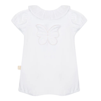 Baby Gi White Cotton Butterfly Frill Romper