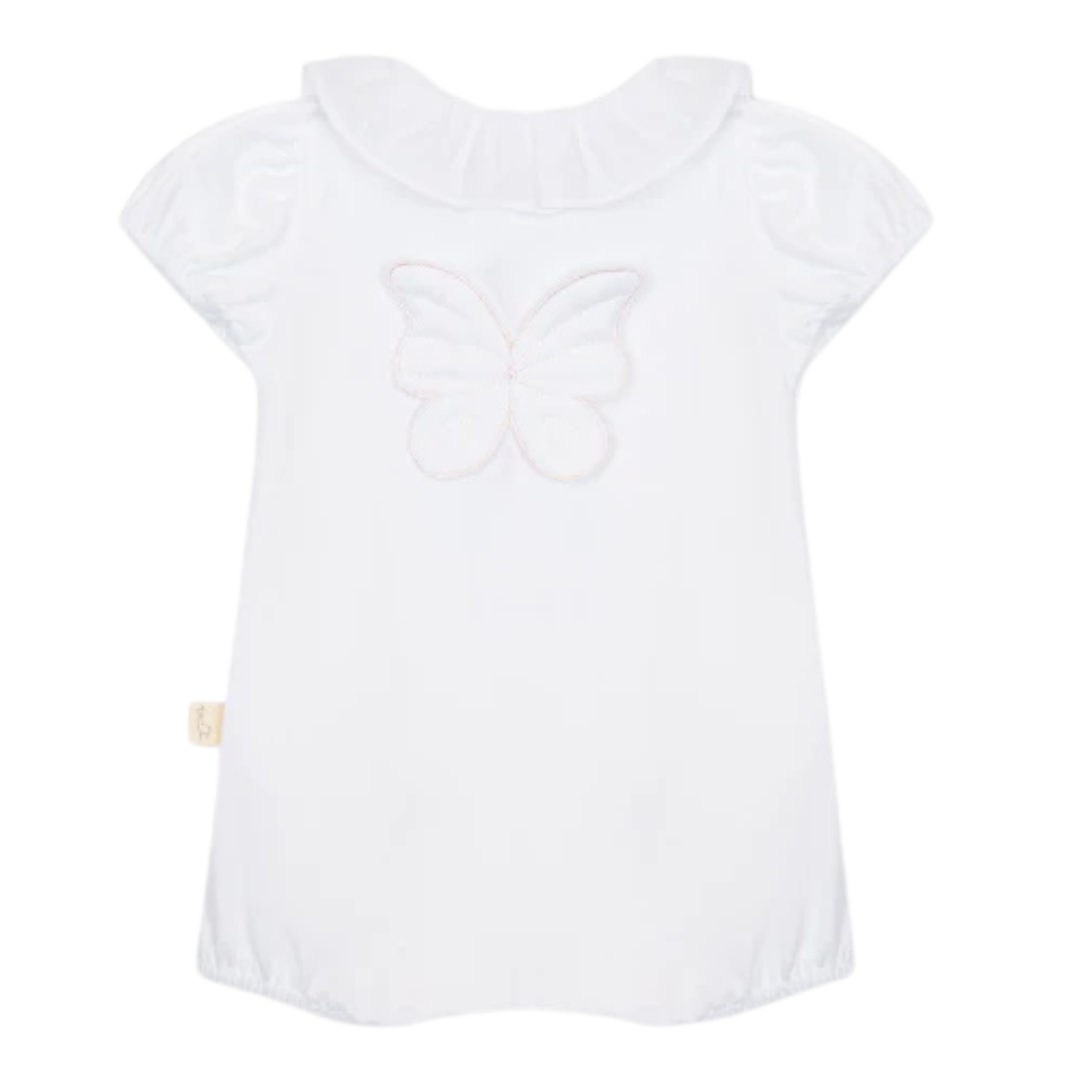 Baby Gi White Cotton Butterfly Frill Romper