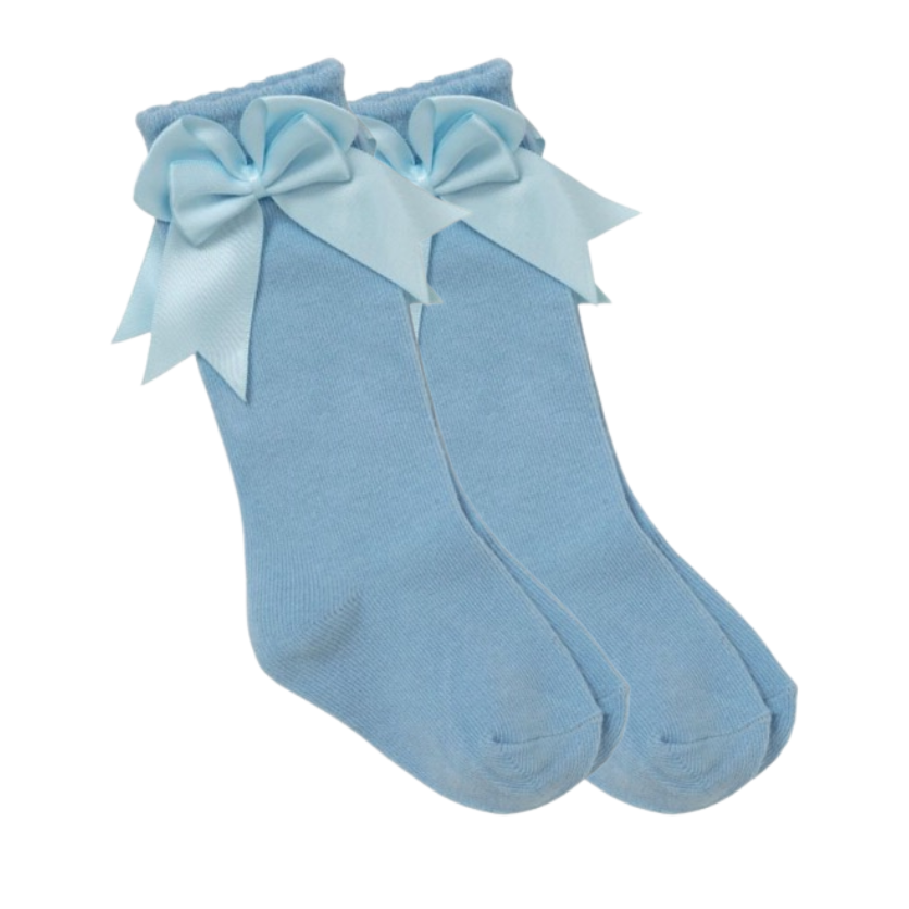 Tambino Blue Knee High Bow Socks