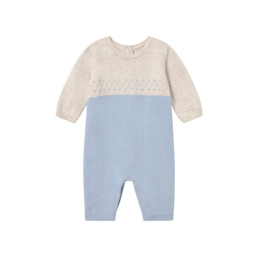 Mayoral Boys Blue & Beige Knitted Romper