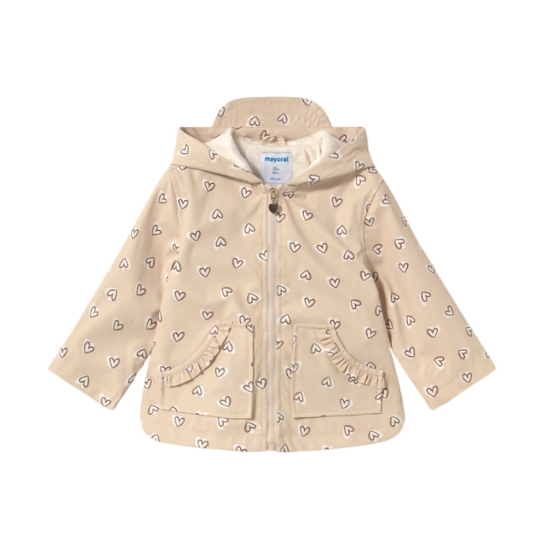 Mayoral Girls Beige Hearts Raincoat