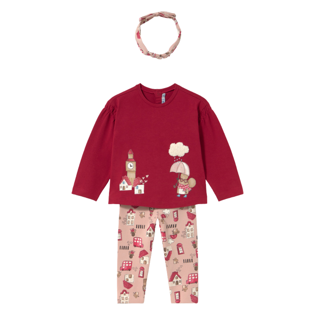 Mayoral Girls Red Leggings Set With Headband