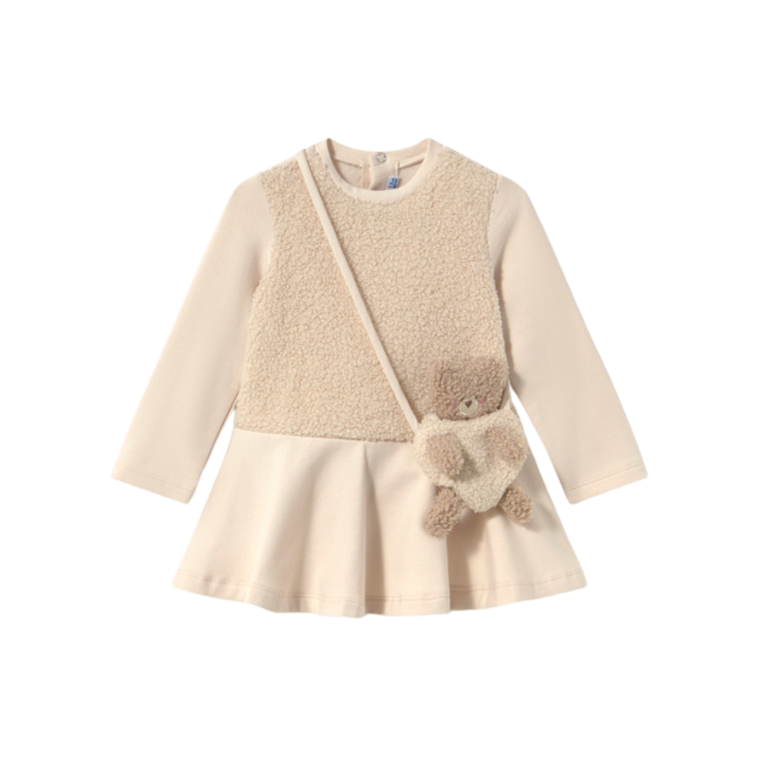 Mayoral Girls Beige Teddy Handbag Dress