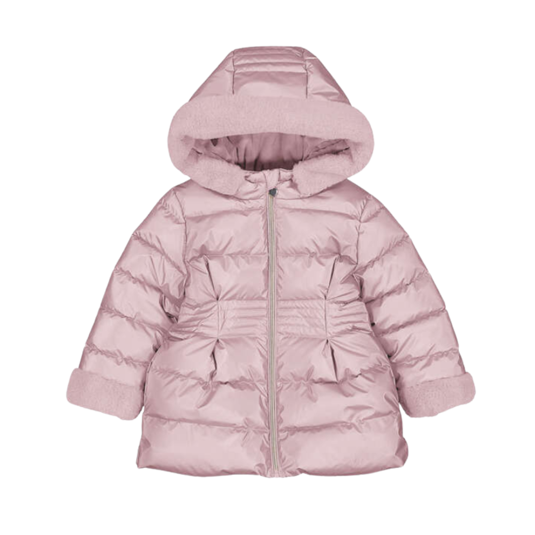 Mayoral Girls Pink Faux Fur Metallic Coat