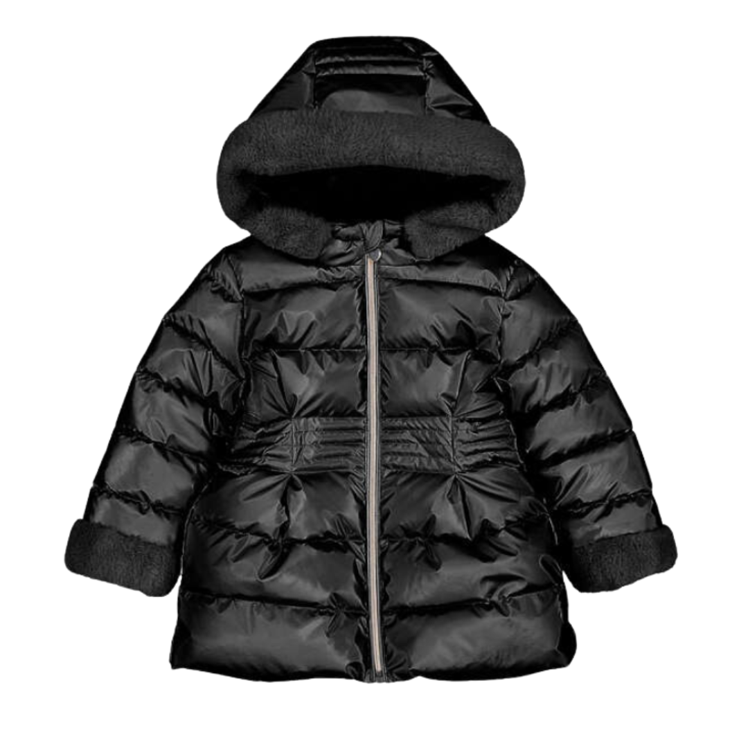 Mayoral Girls Black Faux Fur Metallic Coat