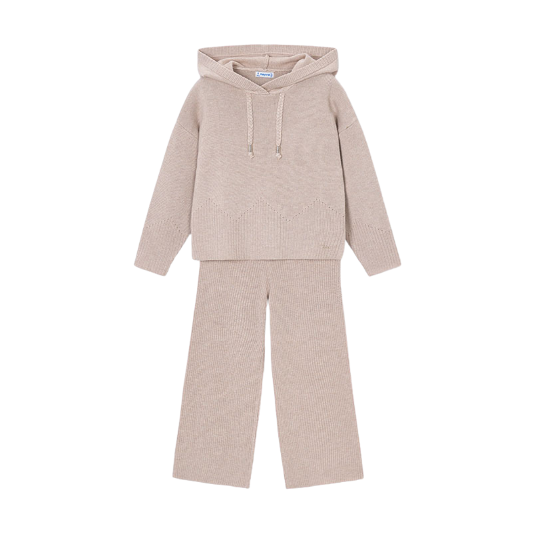 Mayoral Girls Beige Knitted Tracksuit