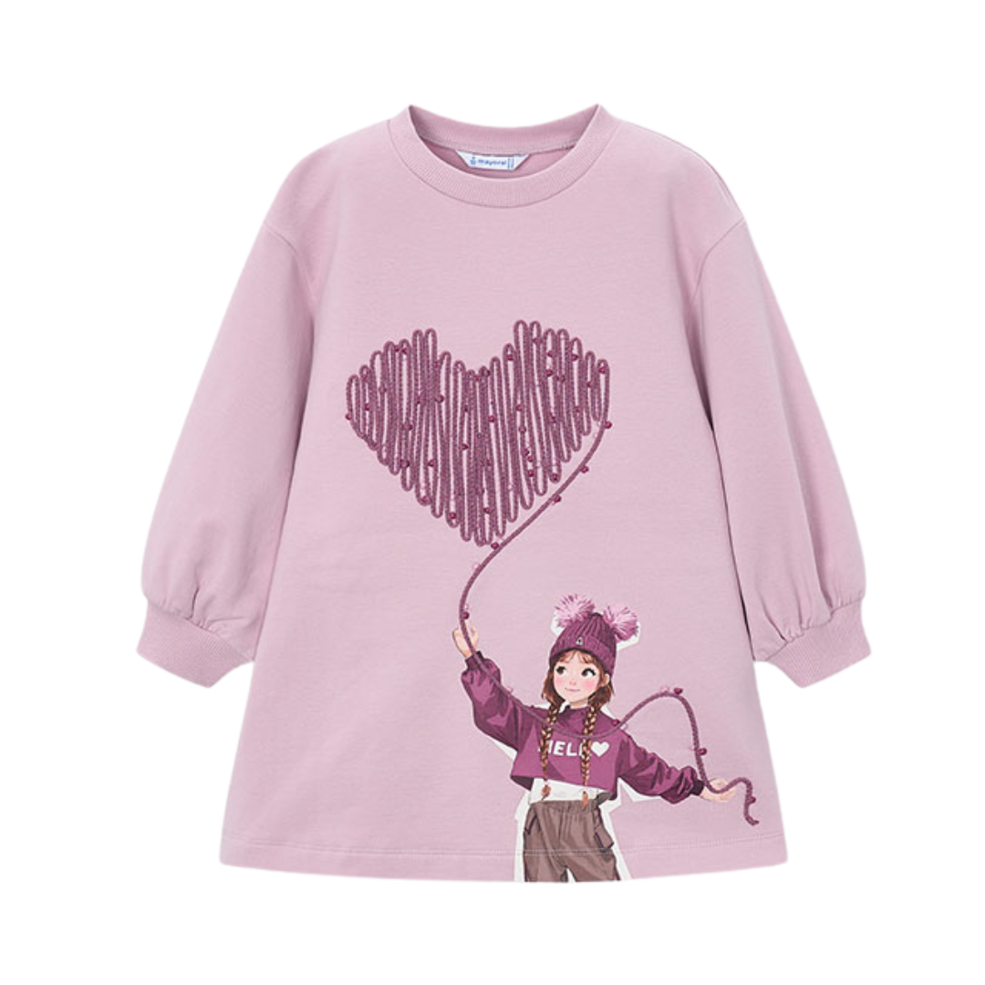 Mayoral Girls Purple Heart Dress