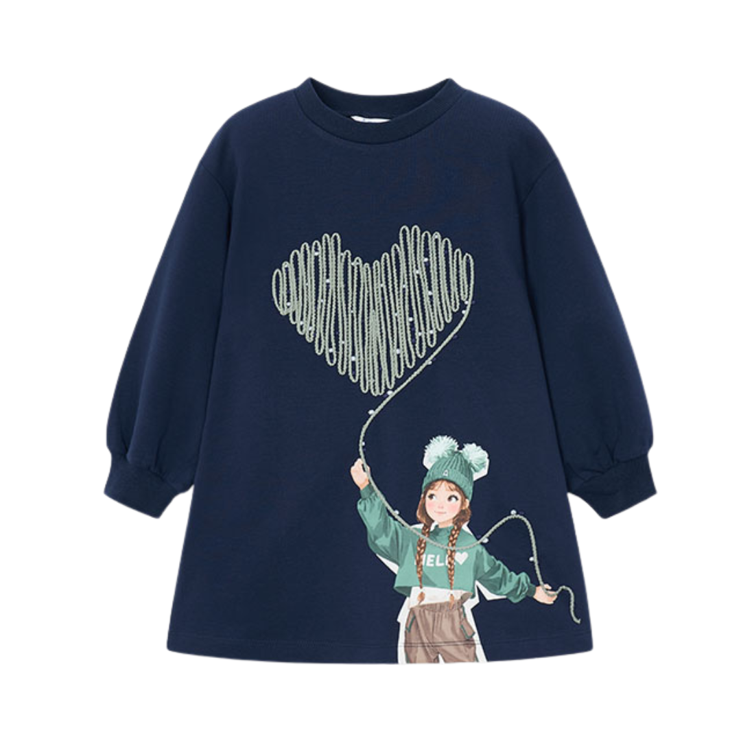 Mayoral Girls Navy Blue Heart Dress