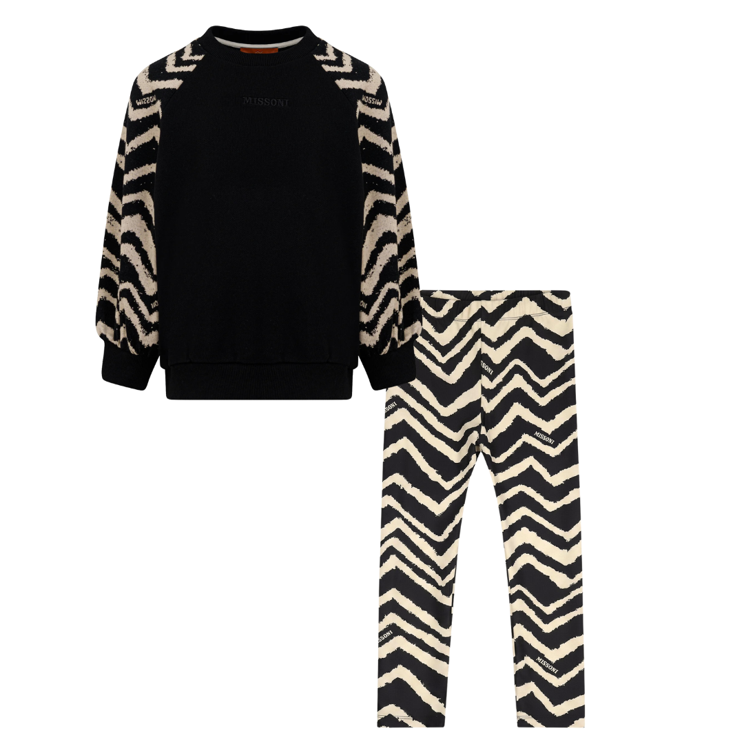 Missoni Girls Black Chevron Leggings Set