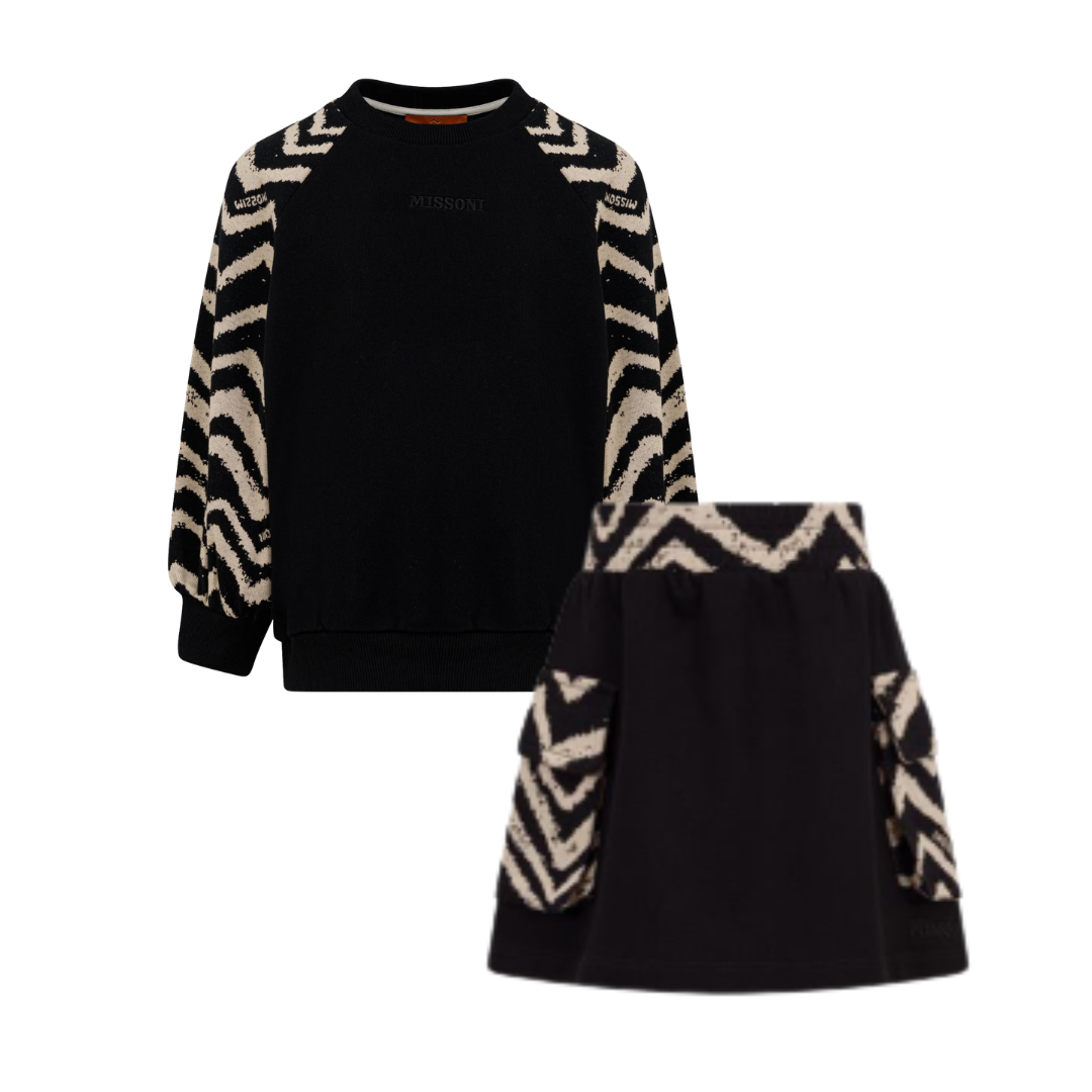 Missoni Girls Black Chevron Skirt Set