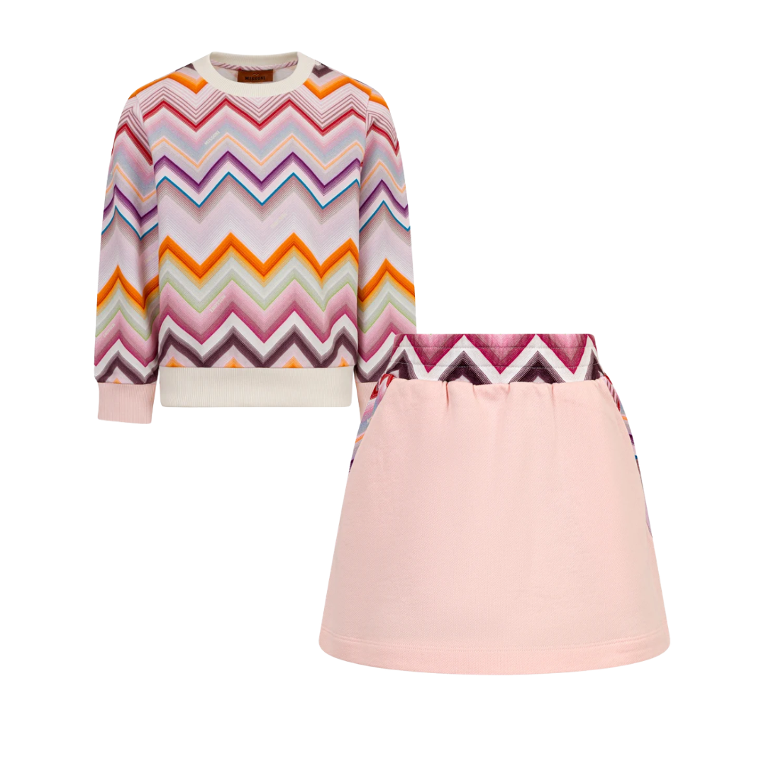 Missoni Girls Multicoloured Chevron Skirt Set