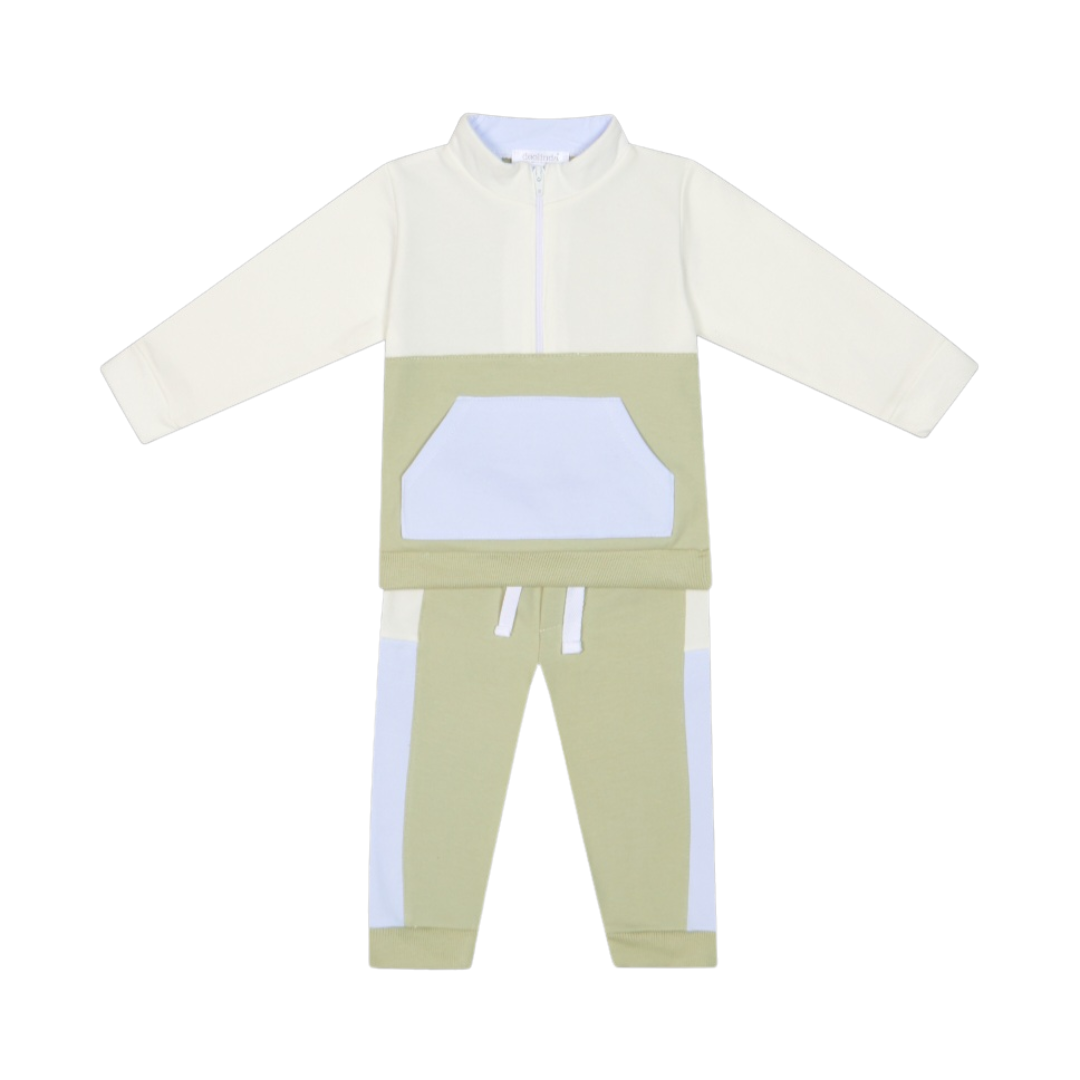 Deolinda Boys Blue & Green Quarter Zip Tracksuit