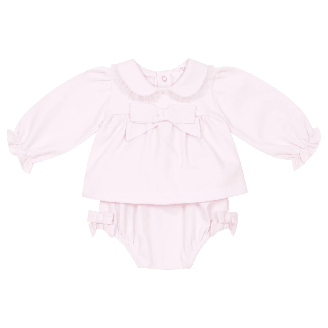 Deolinda Girls Pink Bow Jam Pants Set