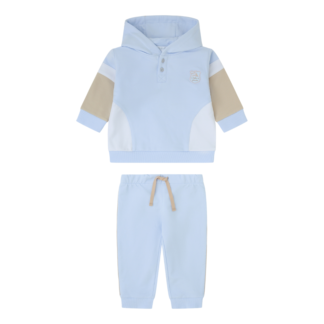 Tutto Piccolo Boys Blue & Beige Hoody Tracksuit