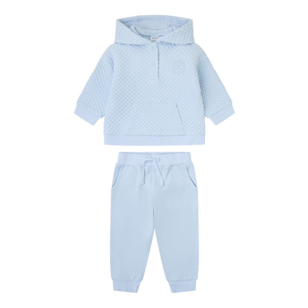 Tutto Piccolo Boys Blue Quilted Hoody Tracksuit